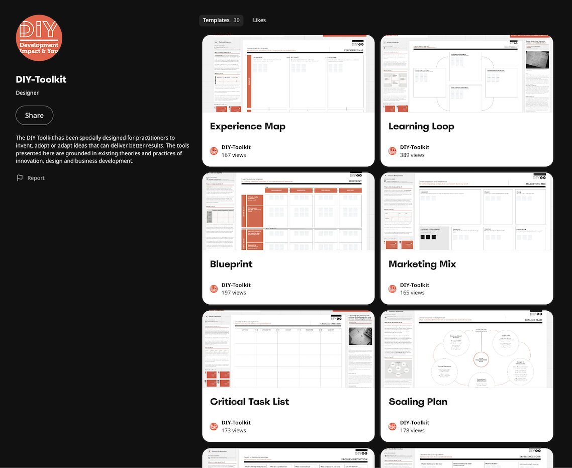 Digital Templates from the DIY Toolkit on Miro